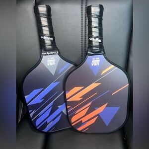 Dynamic Pickleball Paddle Set with Blue and Orange Design
